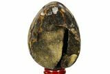 Septarian Dragon Egg Geode - Black Crystals #118716-1